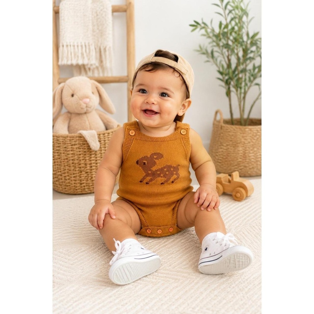Baby Knit Romper by Baby Deer Brown Size 0-3 Months New With Tags